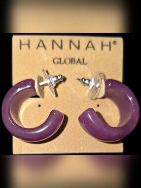 Purple Resin Hoop Earrings